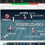 A screenshot of a shared screen on Zoom with two women - Nuria and Isabel - appearing to the right of a Powerpoint with a MiSP lesson in Spanish
